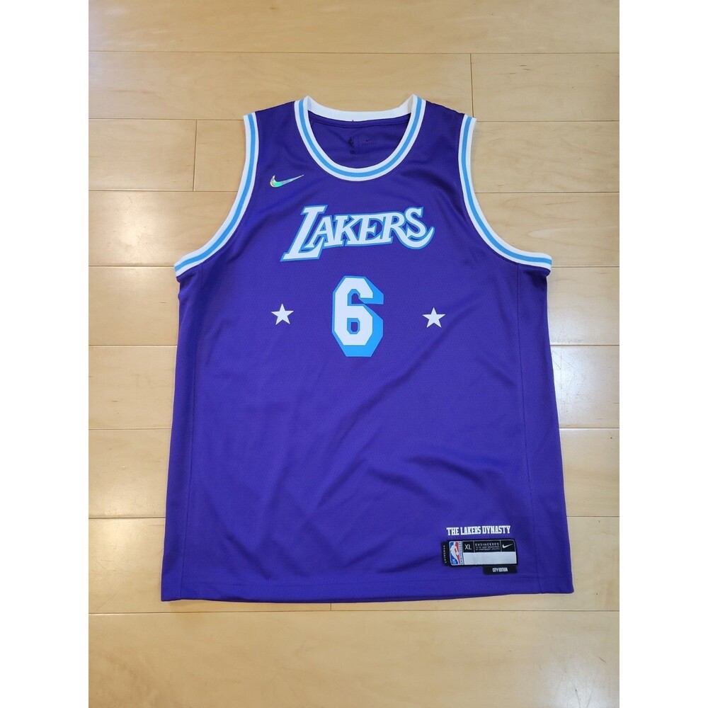 Nike LeBron James #6 Lakers City Edition Swingman Jersey Youth XL Purple NBA